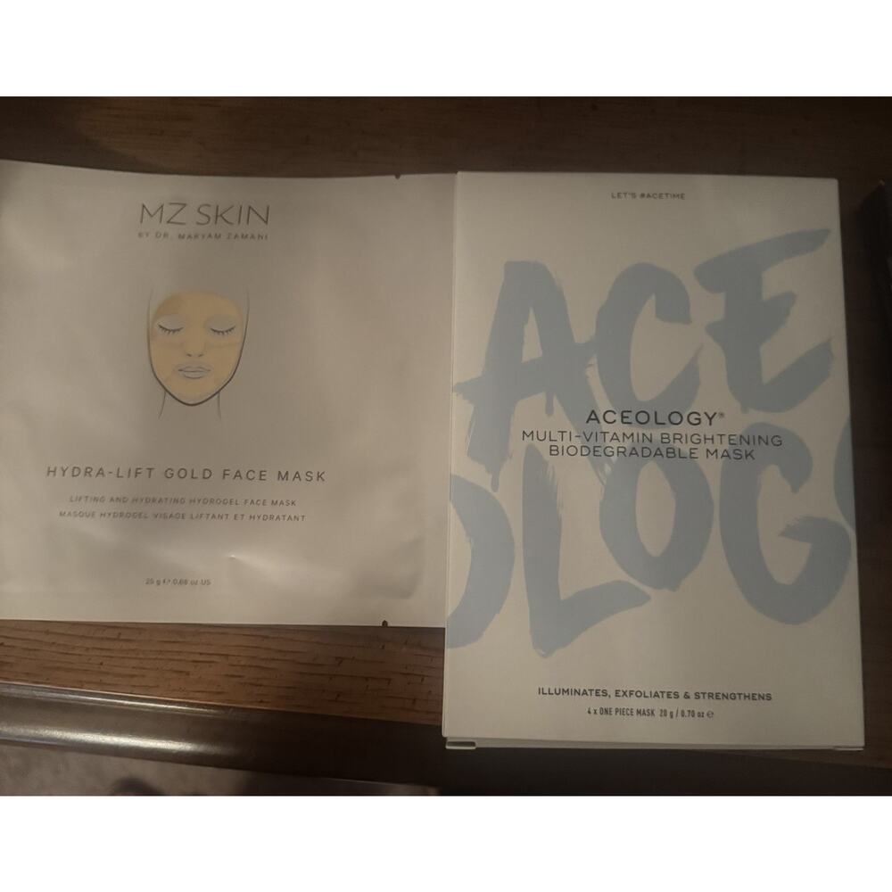 Aceology Multi Vitamin Brightening Face Mask‎ 4 Pack & 1 MZ Skin Hydra-lift Gold